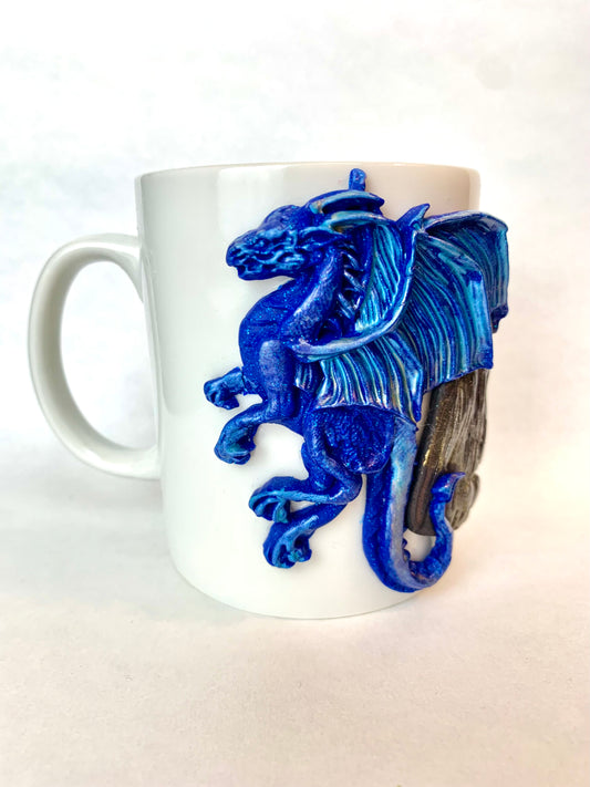 Mug dragon bleu et rune viking URUZ