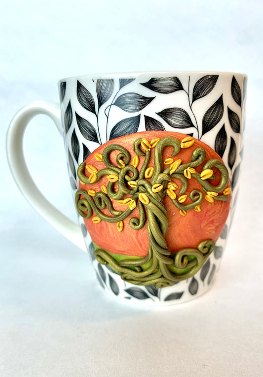 Mug arbre de vie automnale à feuille jaune