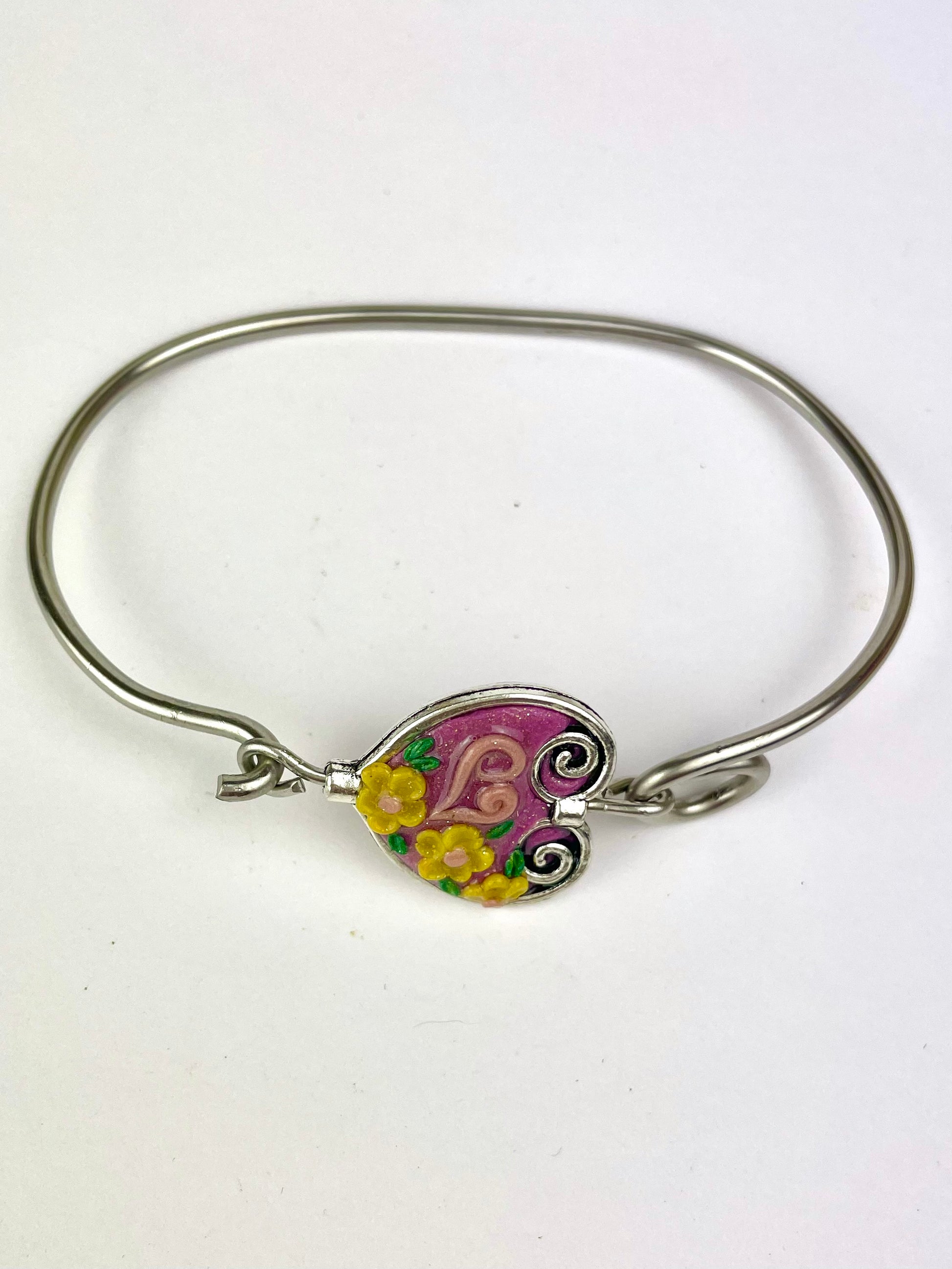 Bracelet Cœur en argent et pâte polymère fait main – bijou artisanal français