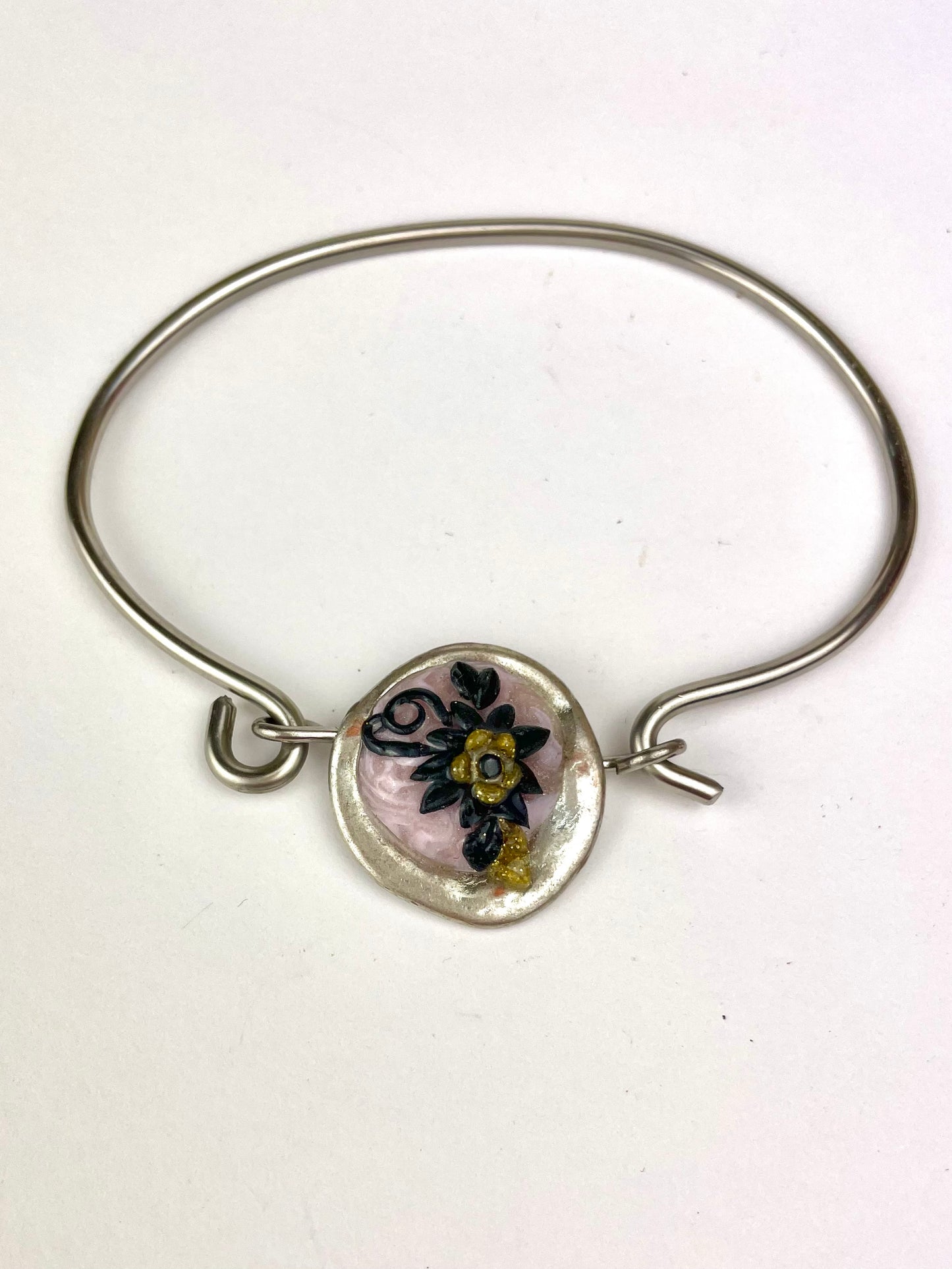 Bracelet Fleurs du Mal en argent et pâte polymère fait main – bijou artisanal français