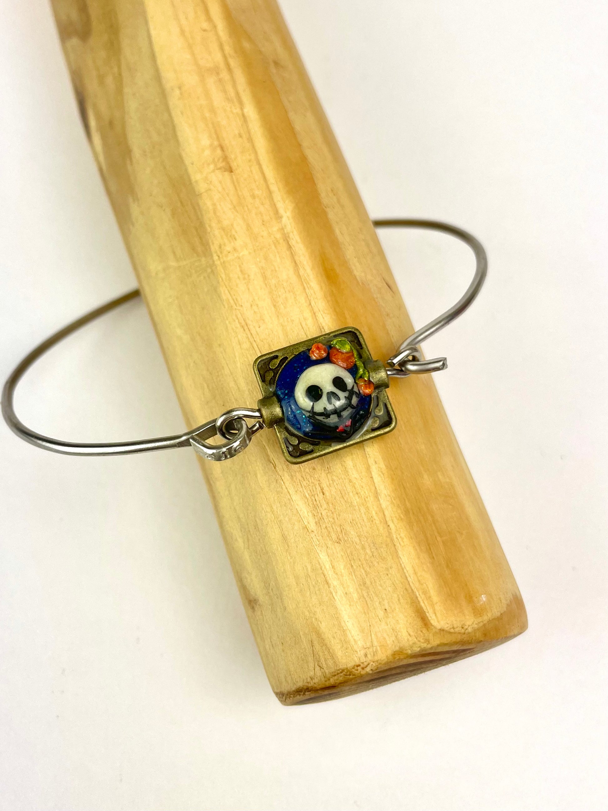 Bracelet artisanal Jack – cabochon carré en pâte polymère