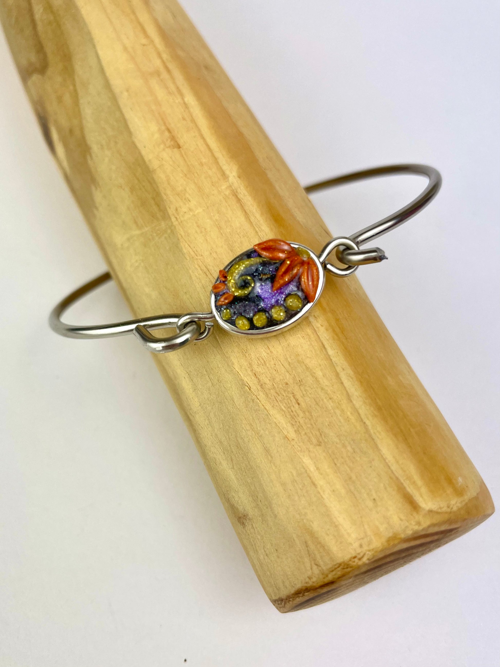 Bracelet artisanal Tropical – bijou argenté fait main en pâte polymère colorée